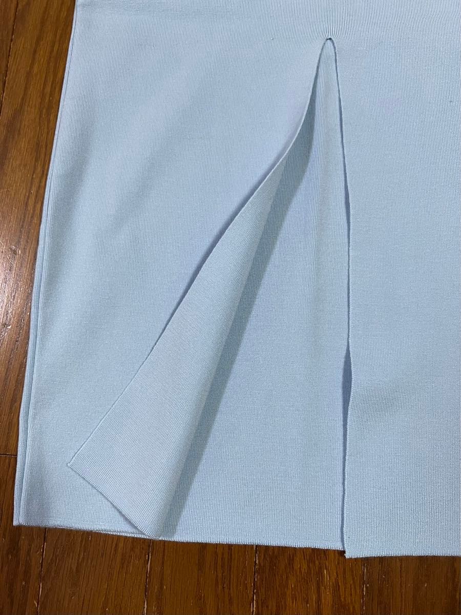 M .deux 水色ロングタイトスカート フリーサイズ 丈80㎝未使用品