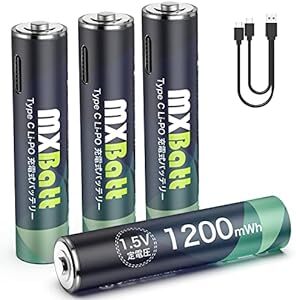 MXBatt リチウムイオン充電池 1.5V充電池 単4形 充電式 AAA リチウム電池 1200mWh 保護回路付き 繰返し充電_画像1