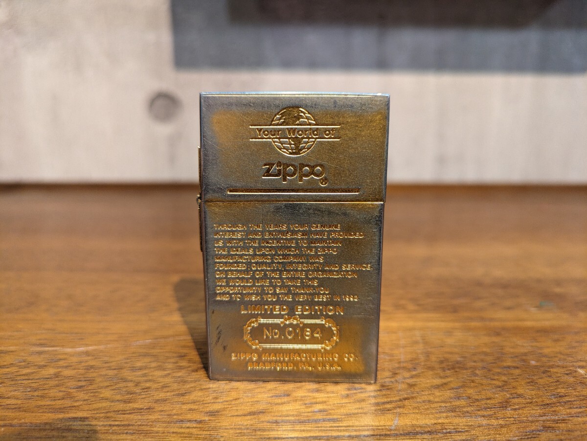 USED ジッポ ZIPPO 1932 レプリカ ゴールド ナンバリング 0184 火花確認済み オイルライター 味あり タバコ 限定品_画像1