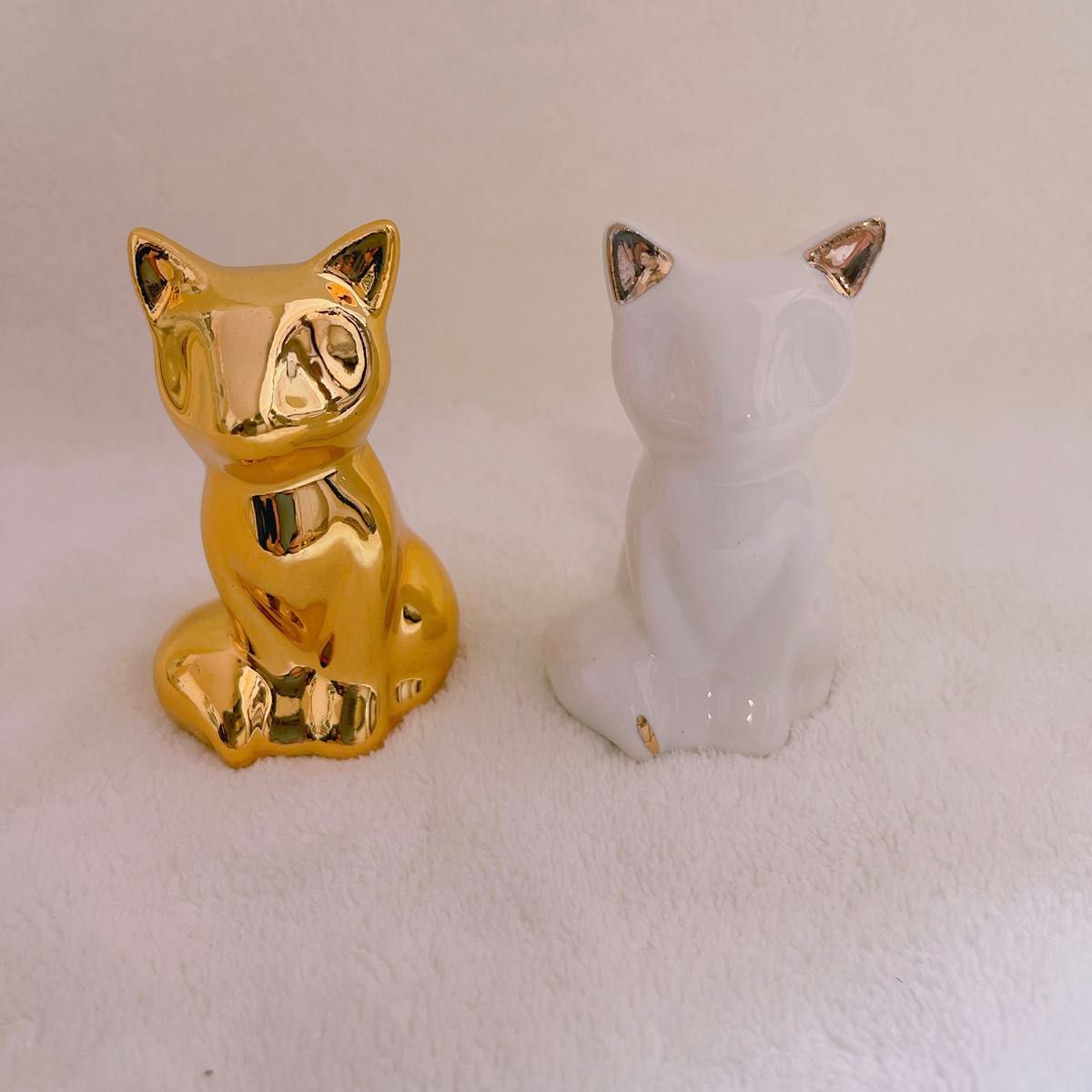 2個セット 金 ゴールド 白 置物 招き猫 小物 幸運 開運 ネコインテリア韓国 置物 オブジェ インテリア