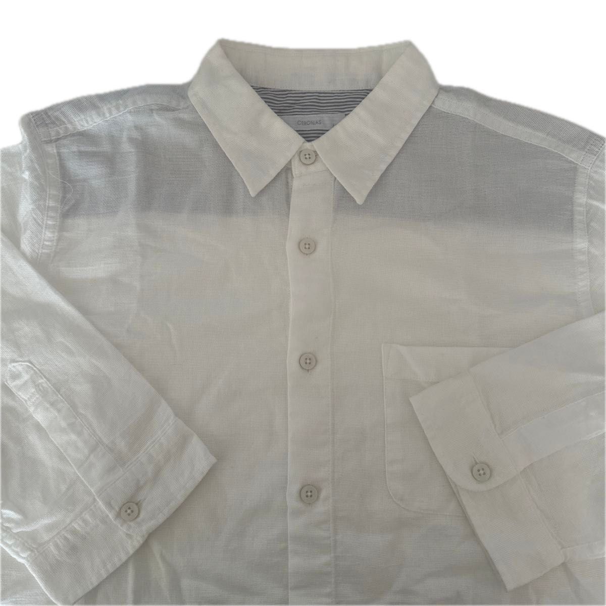 CERONIAS セロニアス メンズ七分袖綿織ホワイトシャツ USED M 美品 ホワイト