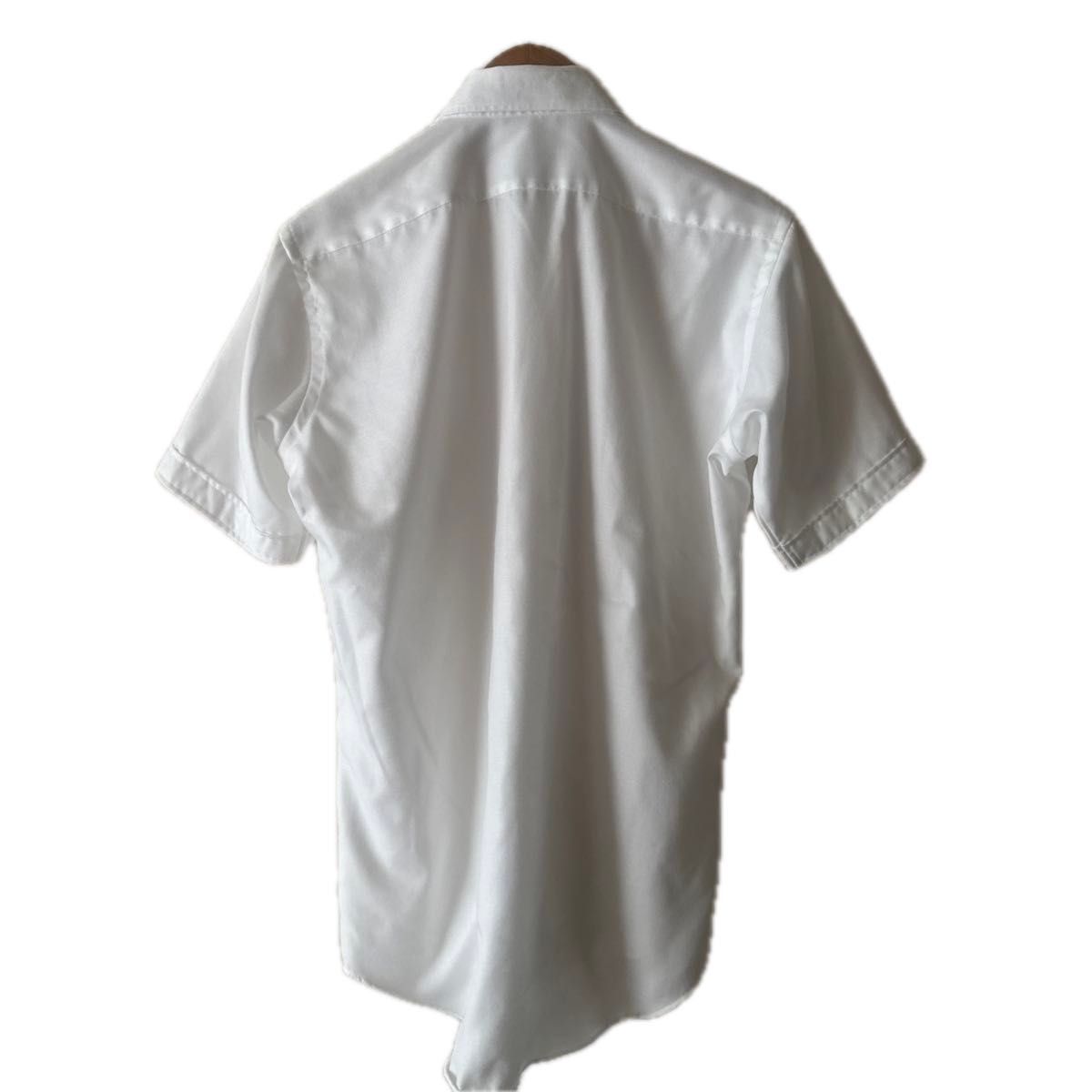 スーツセレクト メンズ形状安定 織柄ボタンダウンシャツ USED M ホワイト