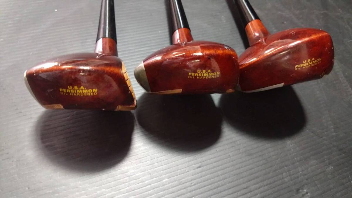 ｍ357【希少】PERSIMMON パーシモン HONMA EXTRA correct 1w 3w 4w 3本セット ドライバー/ウッド/ゴルフ/クラブ/当時物_画像4