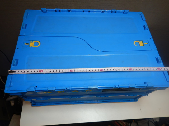 +m65⑥ sun ko- cover attaching folding container 5 piece set capacity 40L Orrico n/ pra navy blue cover lock attaching / loading piling possibility storage / one-side attaching / warehouse 