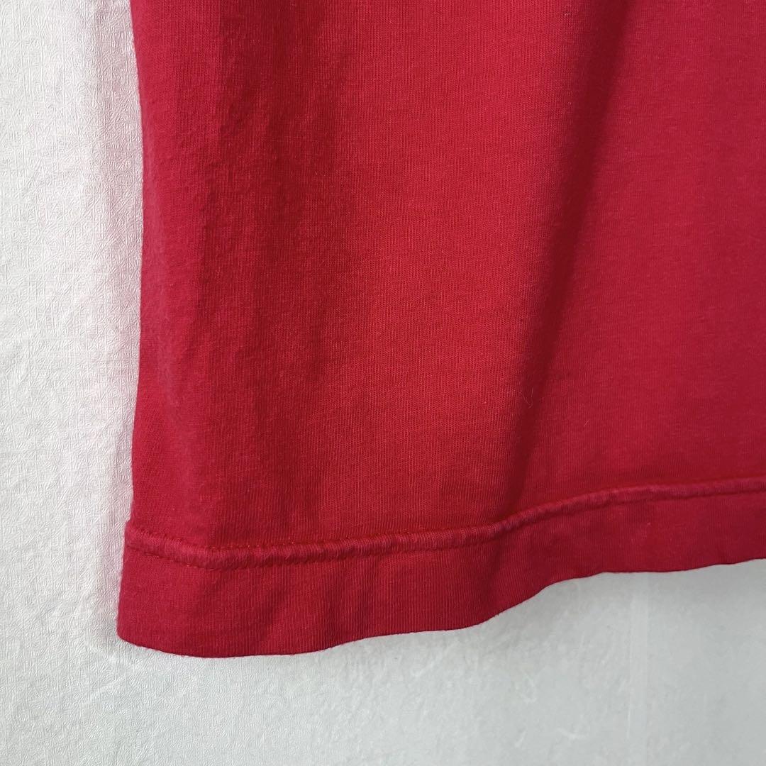 vintage ヴィンテージ adidas アディダス デサント ロゴ刺繍Tシャツ 白 赤 黒 レトロ 3本ライン コットン 綿