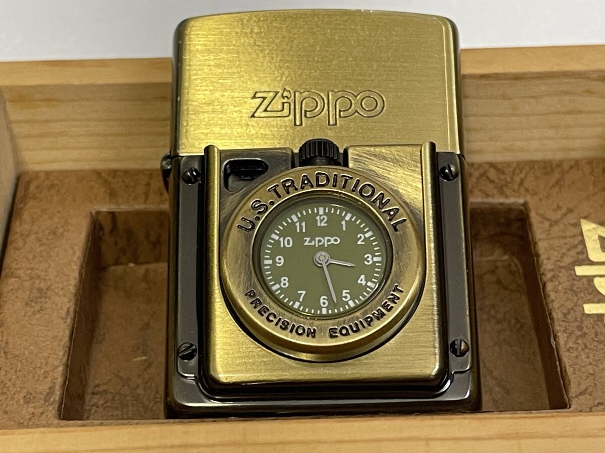 【未使用】ZIPPO ジッポー U.S.TRADITIONAL オイルライター 木箱付き ※時計不動品 の画像2