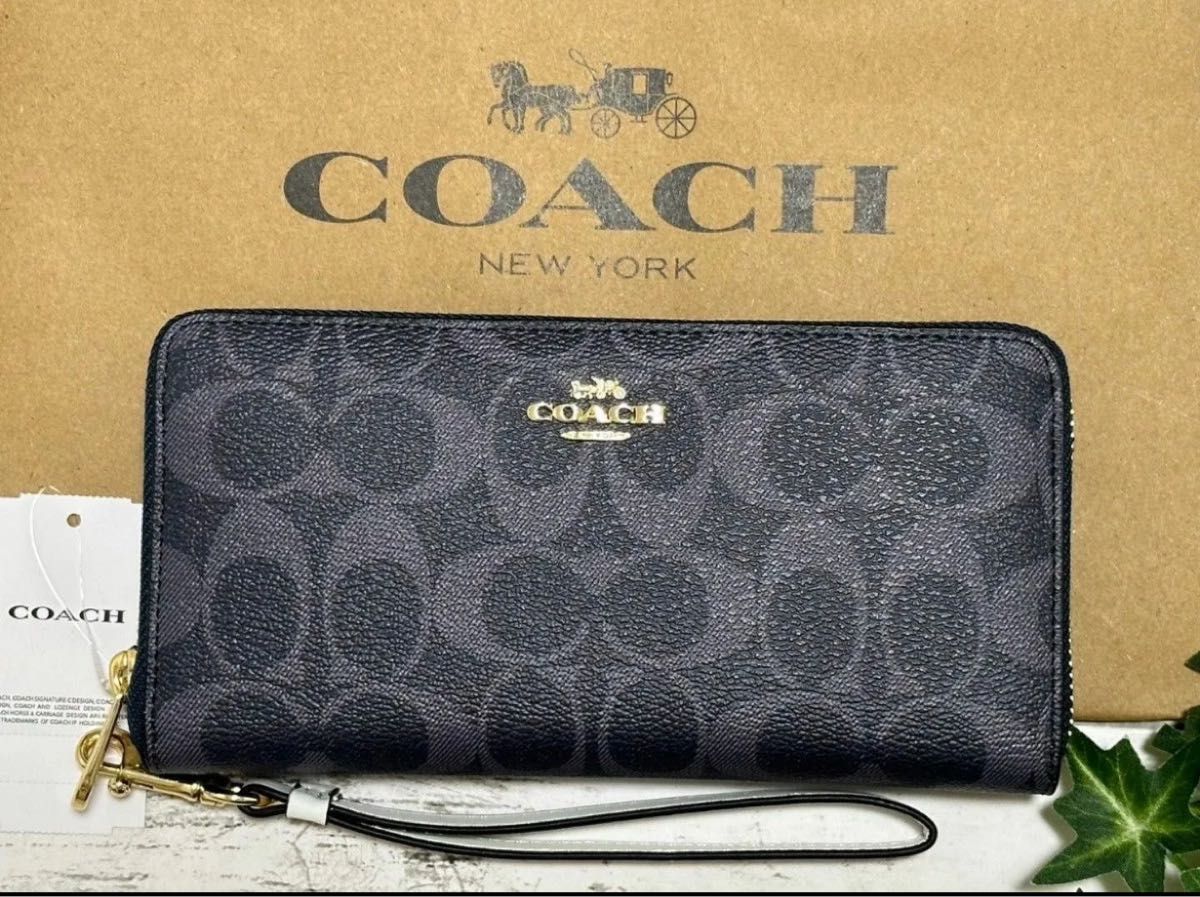 新品COACHコーチ長財布シグネチャー