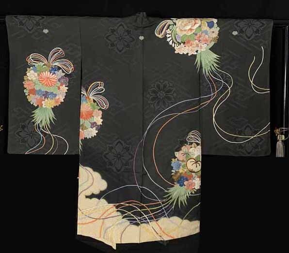 * кимоно ... античный кимоно obi *. перо документ sama перо тканый цветок лекарство шар документ sama классика документ sama чёрный земля вышивка роза натуральный шелк Taisho роман старый ткань старый .