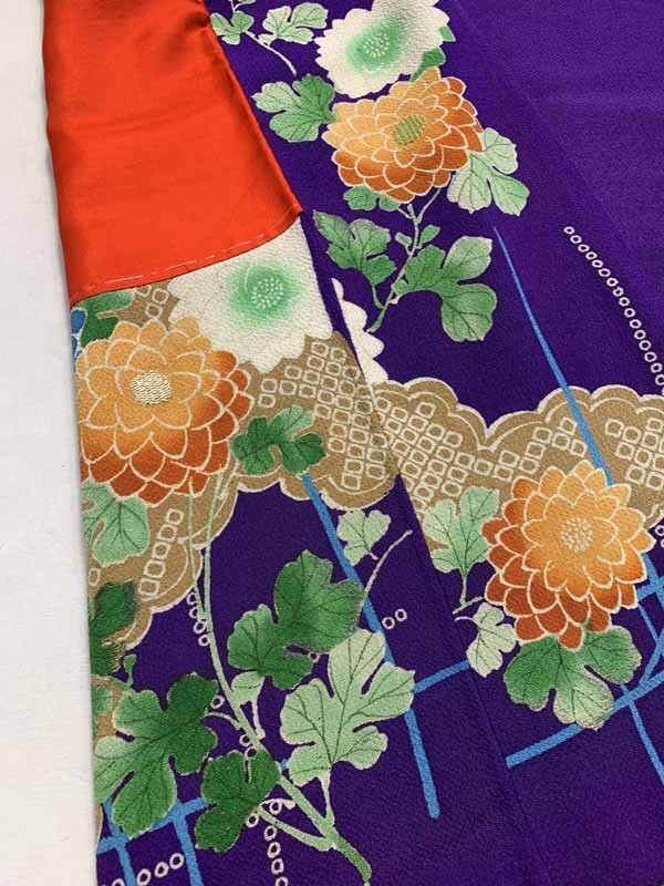 * кимоно ... античный кимоно obi *.. крепдешин выходной костюм кимоно с длинными рукавами Meiji Taisho фиолетовый натуральный шелк Taisho роман старый ткань старый .