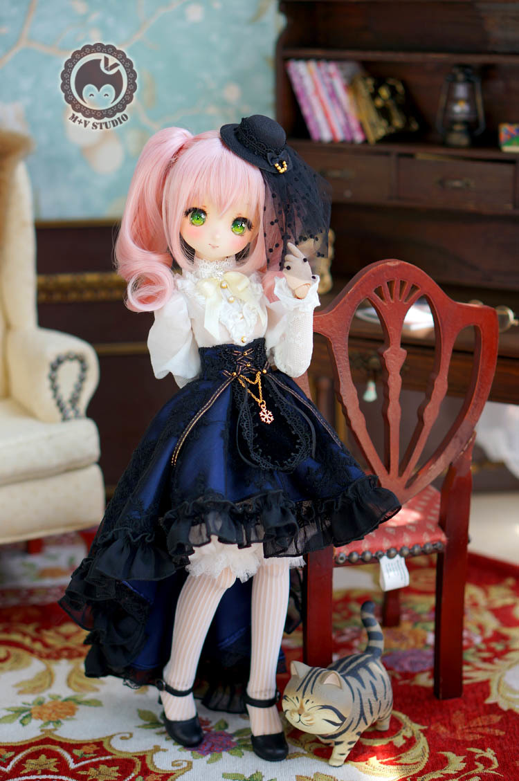 MDD (S/M胸)、ゴシックドレス5点セット★ブルー