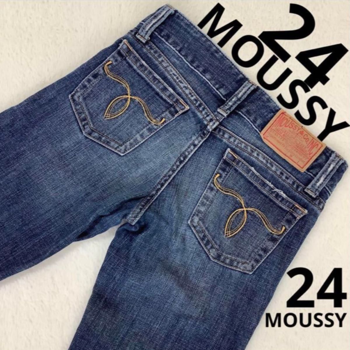 大人気】 MOUSSY デニム 24 ローライズ お尻ステッチ ジーンズ 大人気】 MOUSSY デニム 24 ローライズ お尻ステッチ ジーンズ