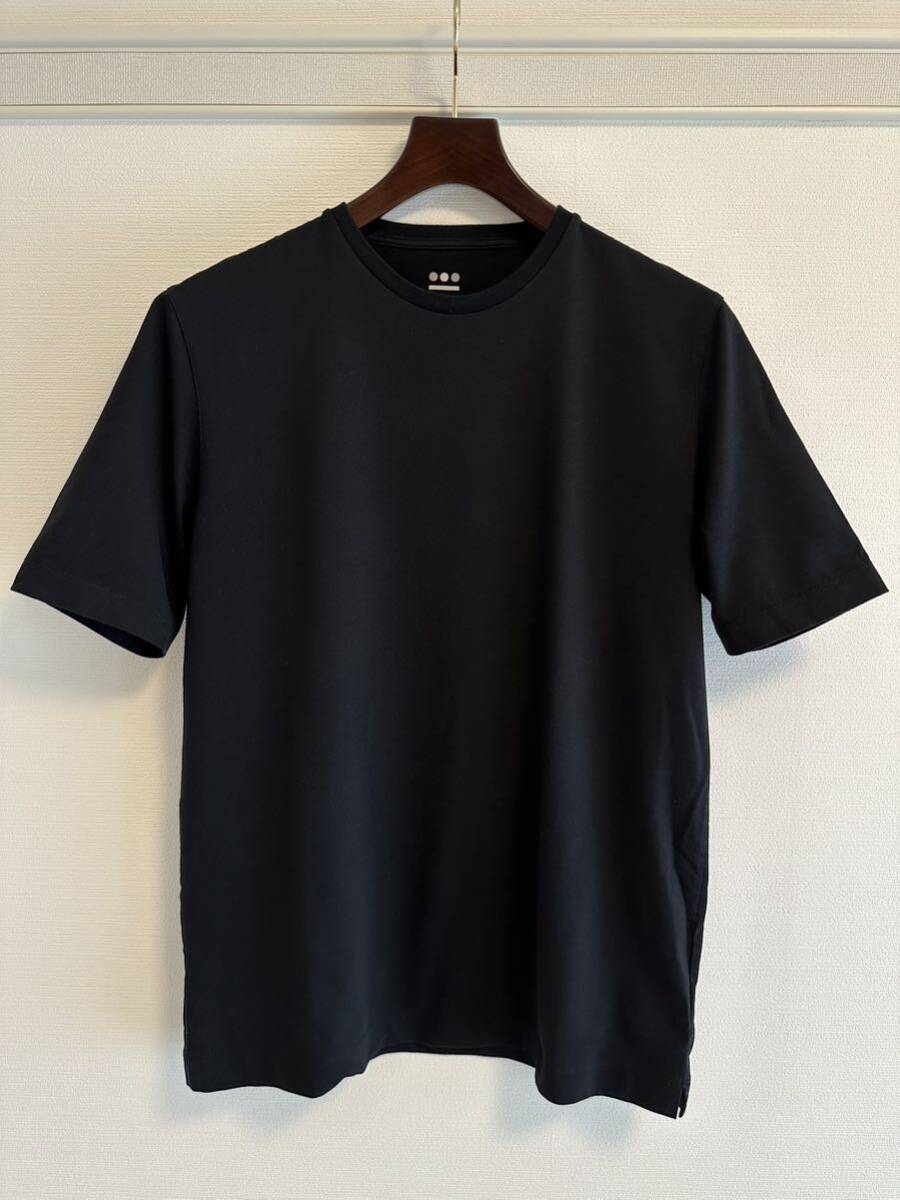 スリードッツ three dots パウダリーコットン ブラッククルーネックTシャツ ビームスFトゥモローランドデニムシャツニットパンツジャケット_画像1