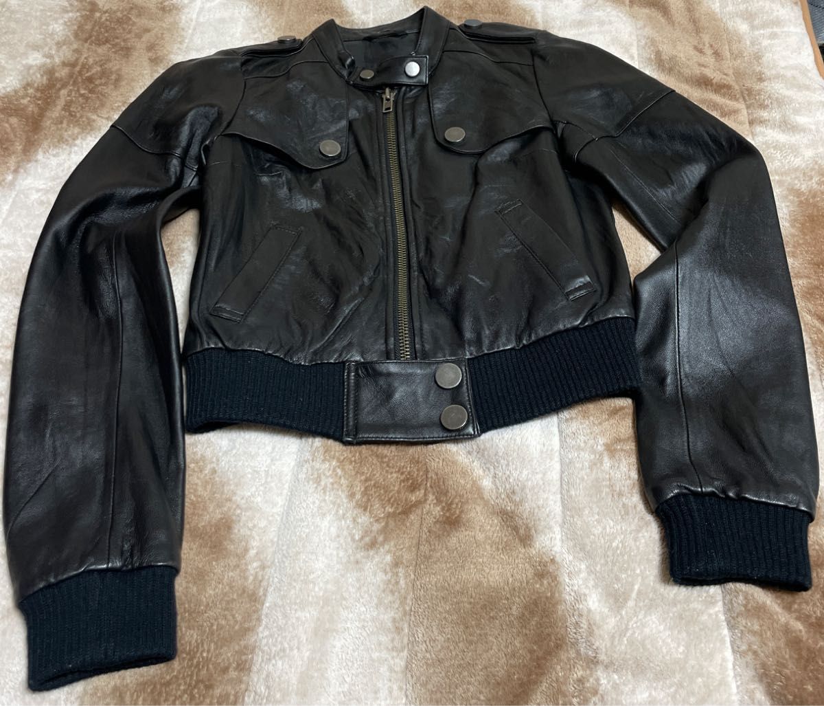 レザージャケット レザー 黒 ブラック 本革 ジャケット ライダースジャケット ライダース 羊革　サイズ1