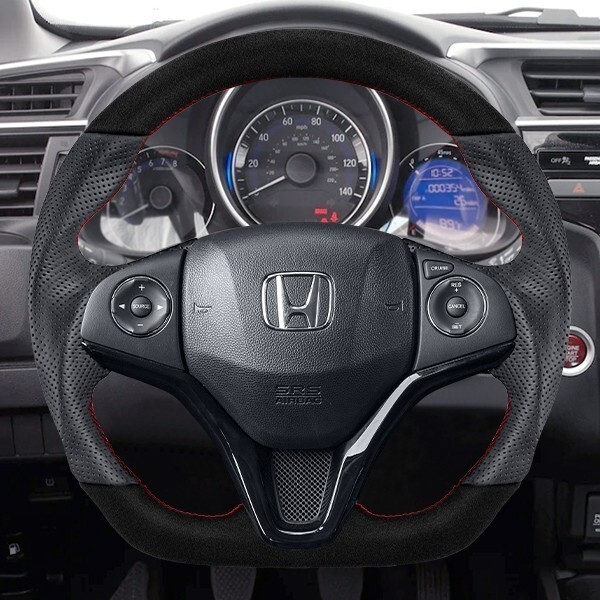 HONDA ホンダ グレイス GRACE GM (14-20) D型 ステアリング ホイール ハンドル スエード調xパンチングレザー トップマーク無_画像2