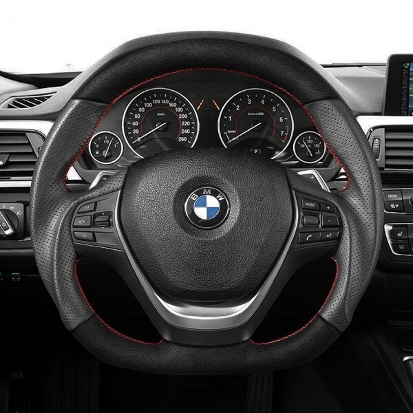 BMW 2シリーズ F22/F23 盾形エアバッグ D型 ステアリング ホイール ハンドル スエード調xパンチングレザー トップマーク無_画像2