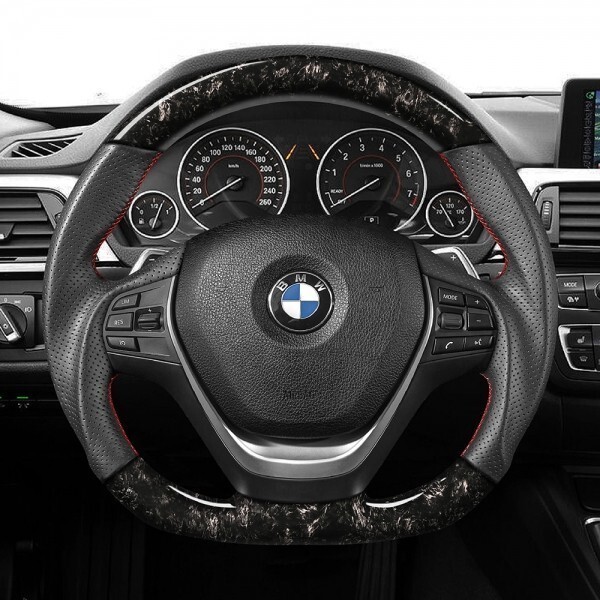 BMW 2シリーズ F22/F23 盾形エアバッグ D型 ステアリング ホイール ハンドル 鍛造カーボンxパンチングレザー トップマーク無_画像2