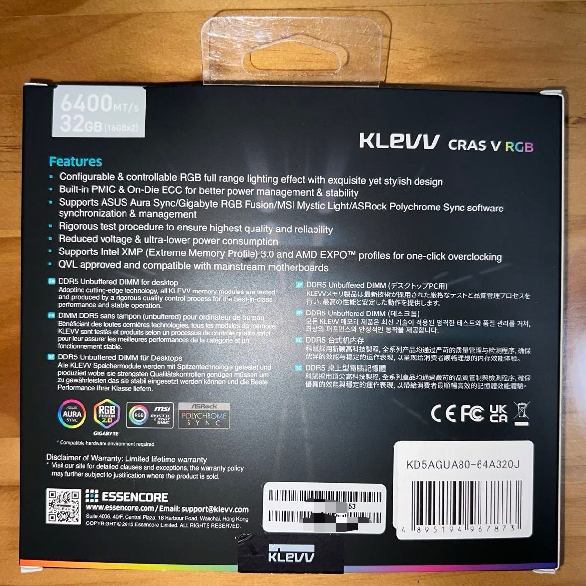 KLEVV DDR5 6400 RGBメモリ CL32 16GB x 2枚 ホワイト KD5AGUA80-64A320J