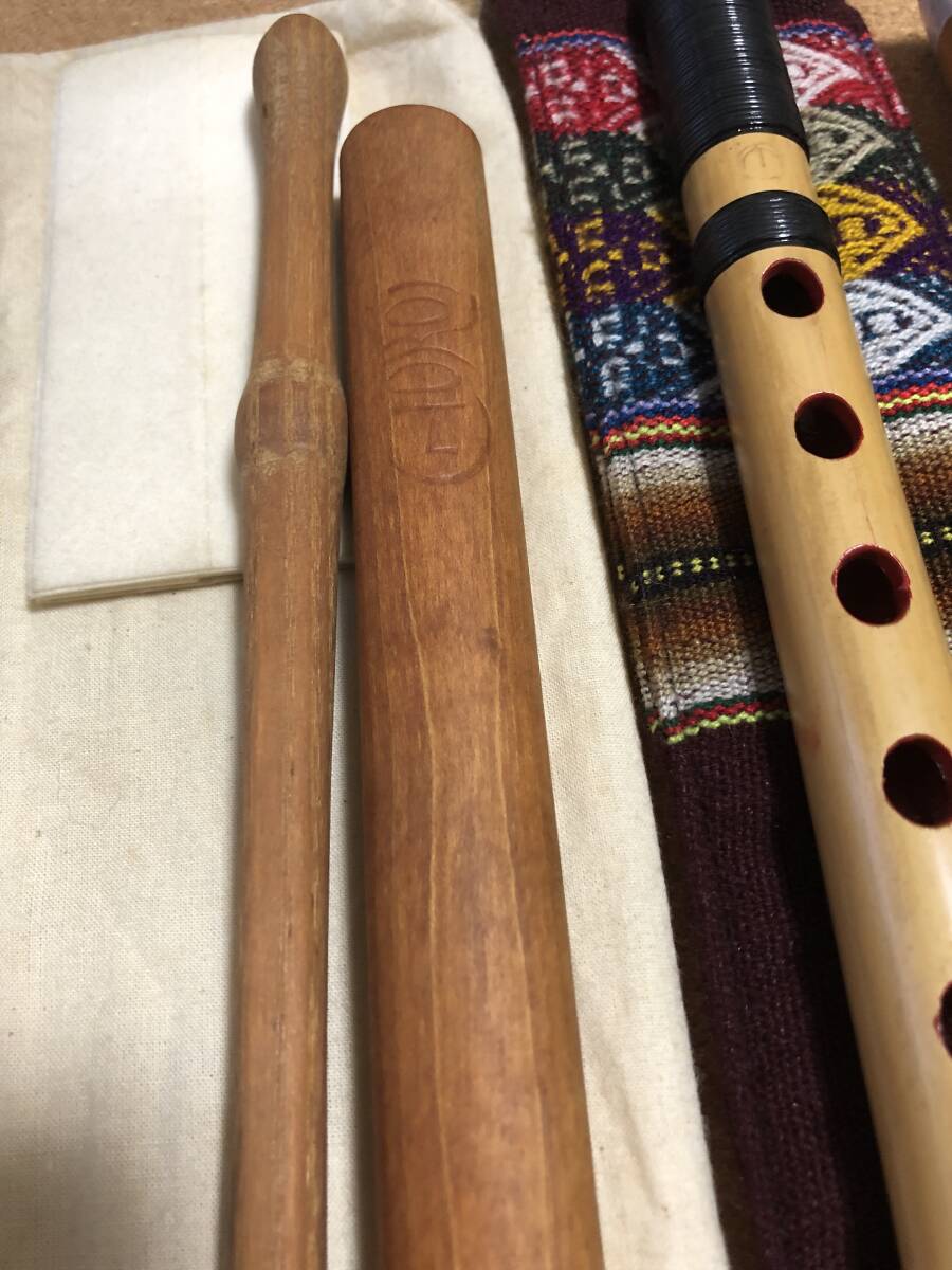 [1 jpy ~ start ]CHOROIkoroi length pipe cleaning stick attaching wooden / MUSICAL FULUTE pipe recorder other 5 point together woodwind instrument tradition musical instruments [ present condition goods ]