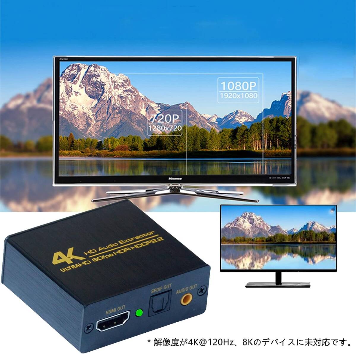 高品質 HDMI 音声分離器 4K 60Hz 光デジタル 音声分離 オーディオ_画像3