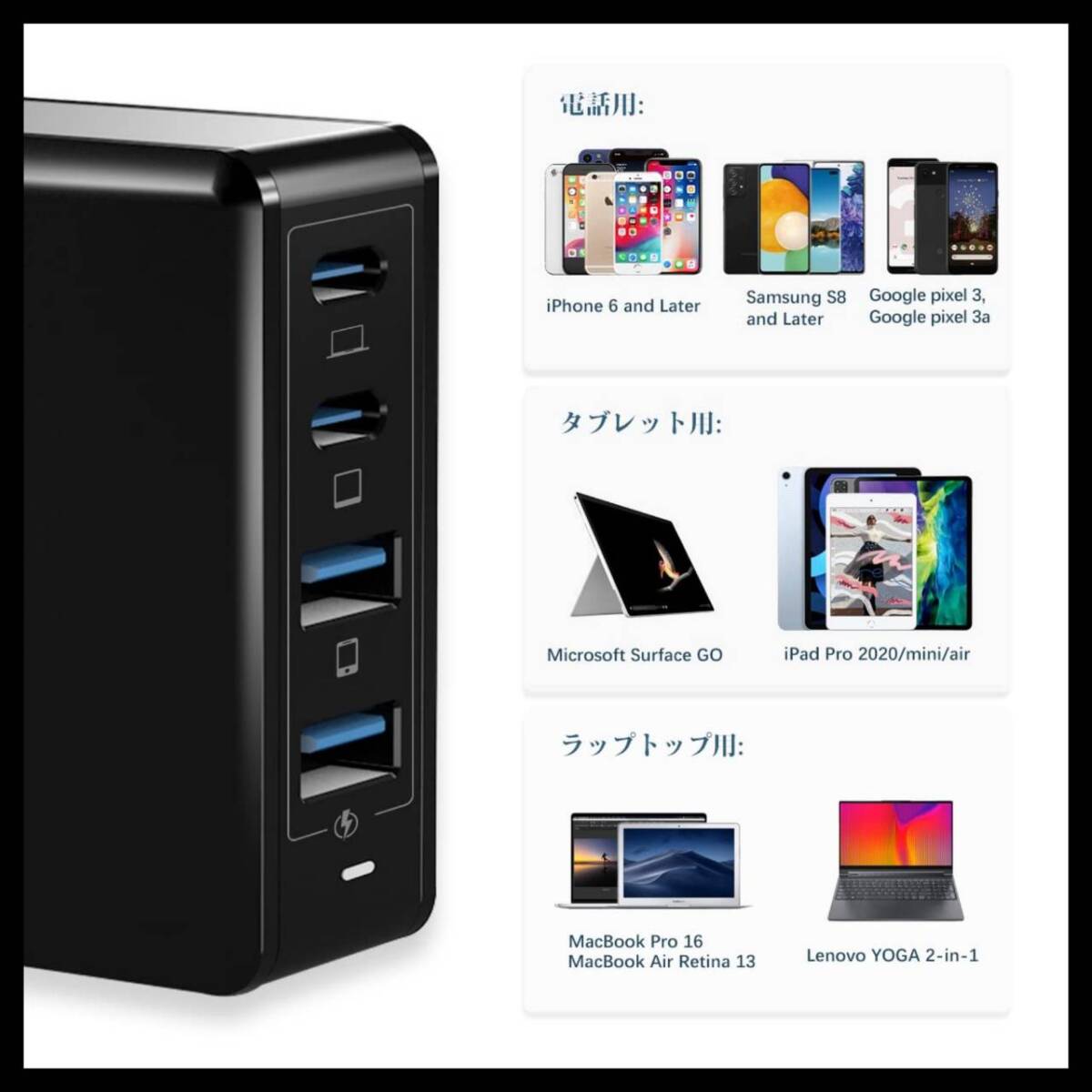 超小型 急速充電器 Type-Cケーブル付属 幅広い互換性_画像1