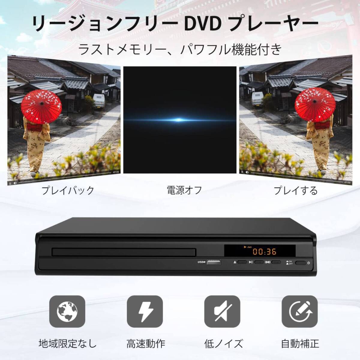 リージョンフリー対応 DVDプレーヤー コンパクトサイズ_画像3