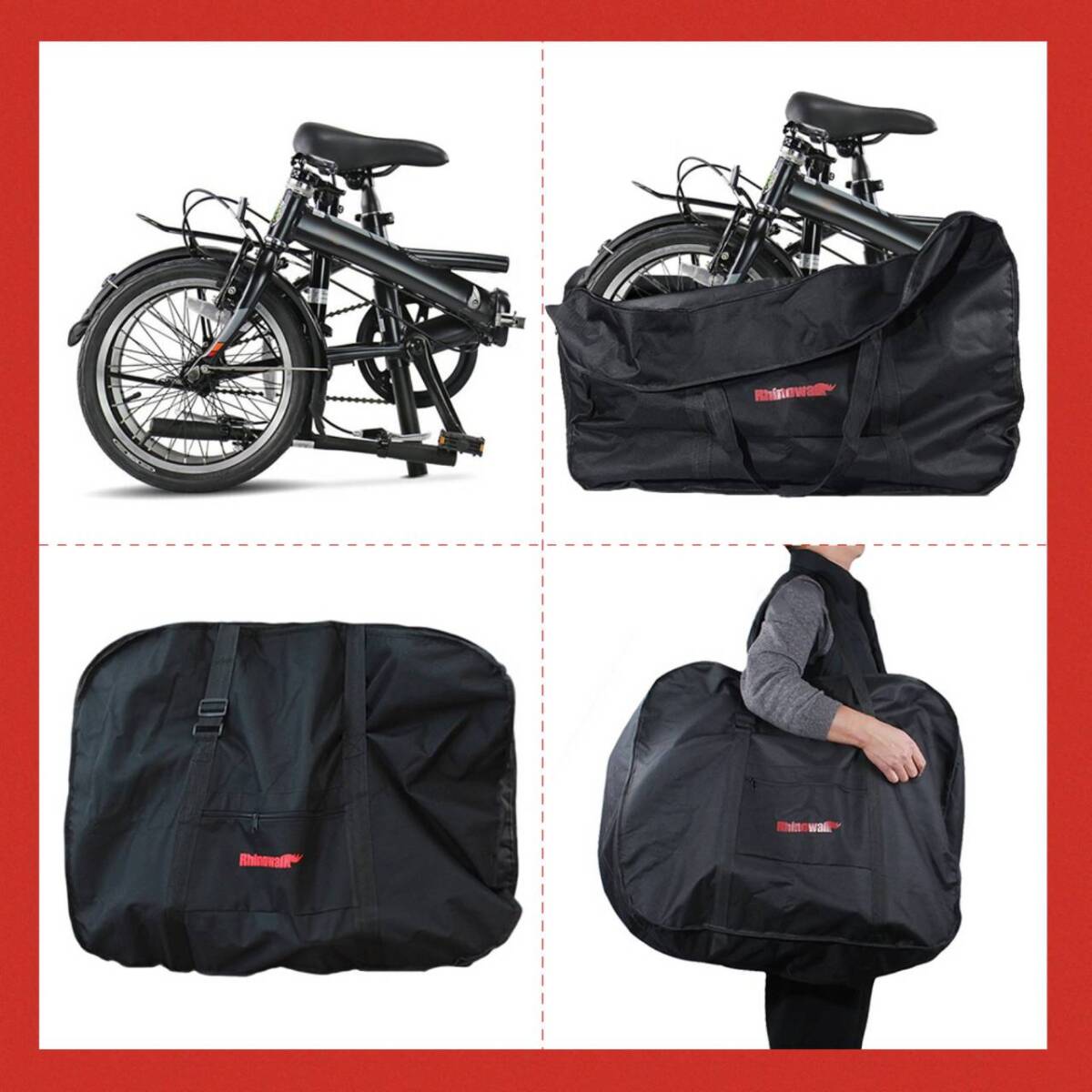 収納便利な折りたたみ自転車バッグ 16-20インチ対応 専用ケース付き_画像8