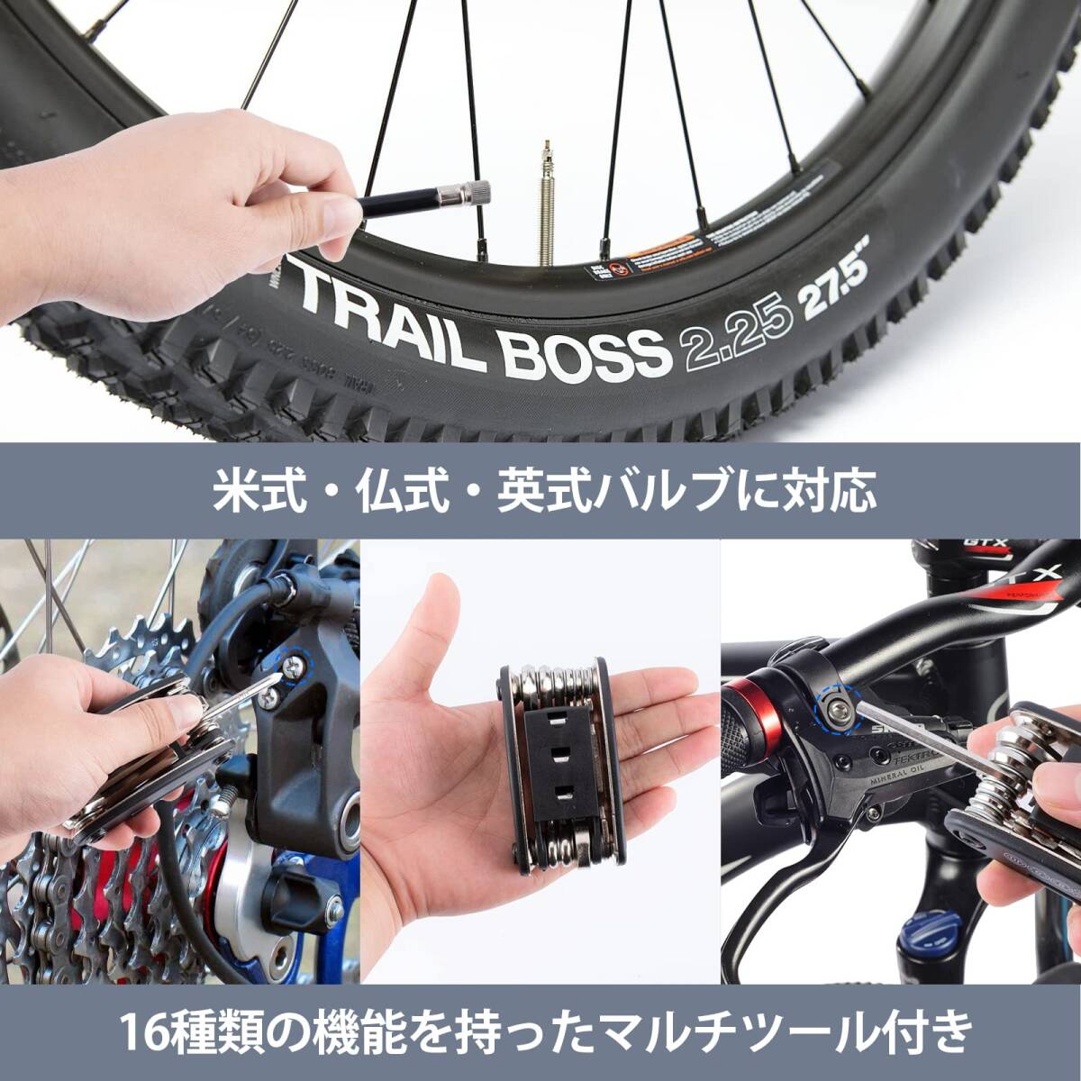 　サドルバック 自転車工具セット 空気入れ 多機能 応急修理用 パンク修理キット_画像3