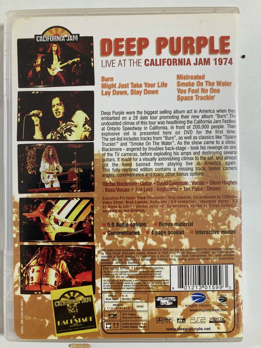【DVD-ロック】ディープパープル（DEEP PURPLE）「LIVE IN CALIFORNIA 74 」（レア）中古DVD(リージョンフリー）、USオリジナル初盤、RO219_画像2