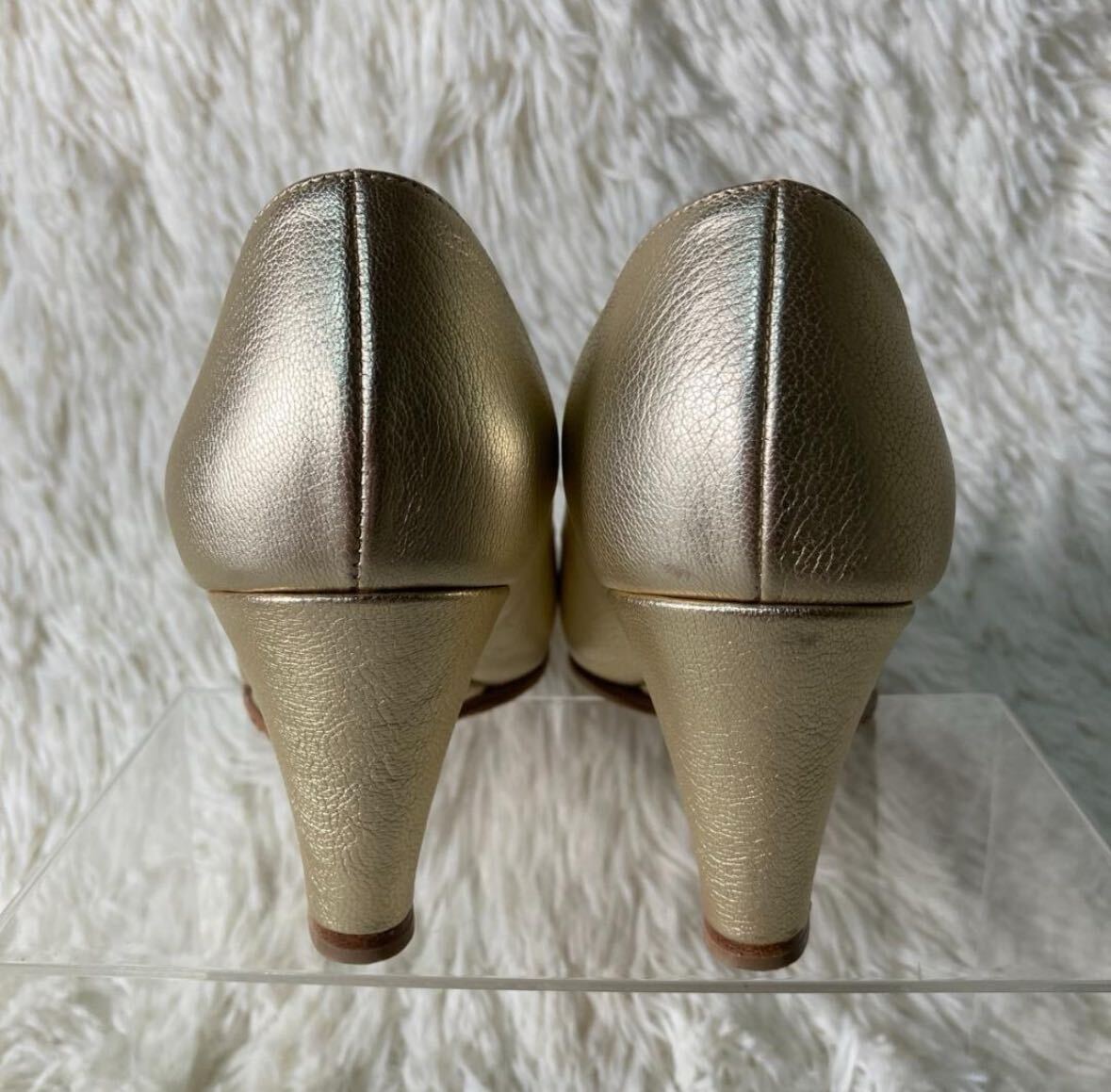 [ одежда ]* прекрасный товар * fabio rusko-ni кожа открытый tu Wedge подошва туфли-лодочки Gold 37 женский популярный обувь обувь 