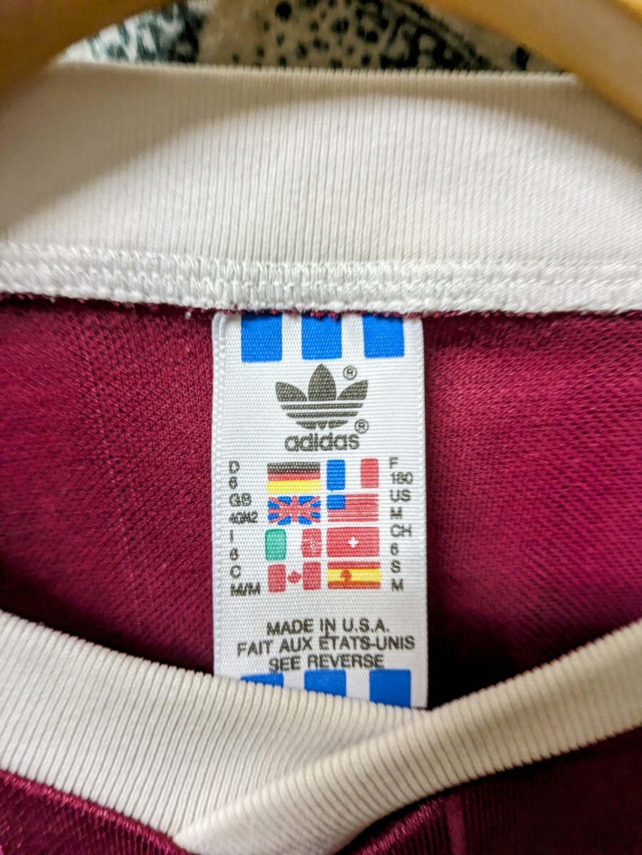 90s ビンテージ ADIDAS USA製 ロンT 長袖Tシャツ サッカーゲームシャツ ATP 1990年代■サイズ表記M 古着 アメリカ製 madeinusa 古着 80sの画像4