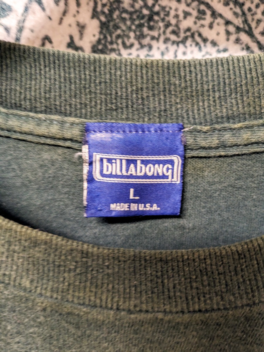 90s ビンテージ USA製 billabong 袖プリント 長袖シャツ ロンT オールドサーフ 1990年代■サイズ表記Ｌmadeinusa アメリカ製 ビラボン 古着_画像3