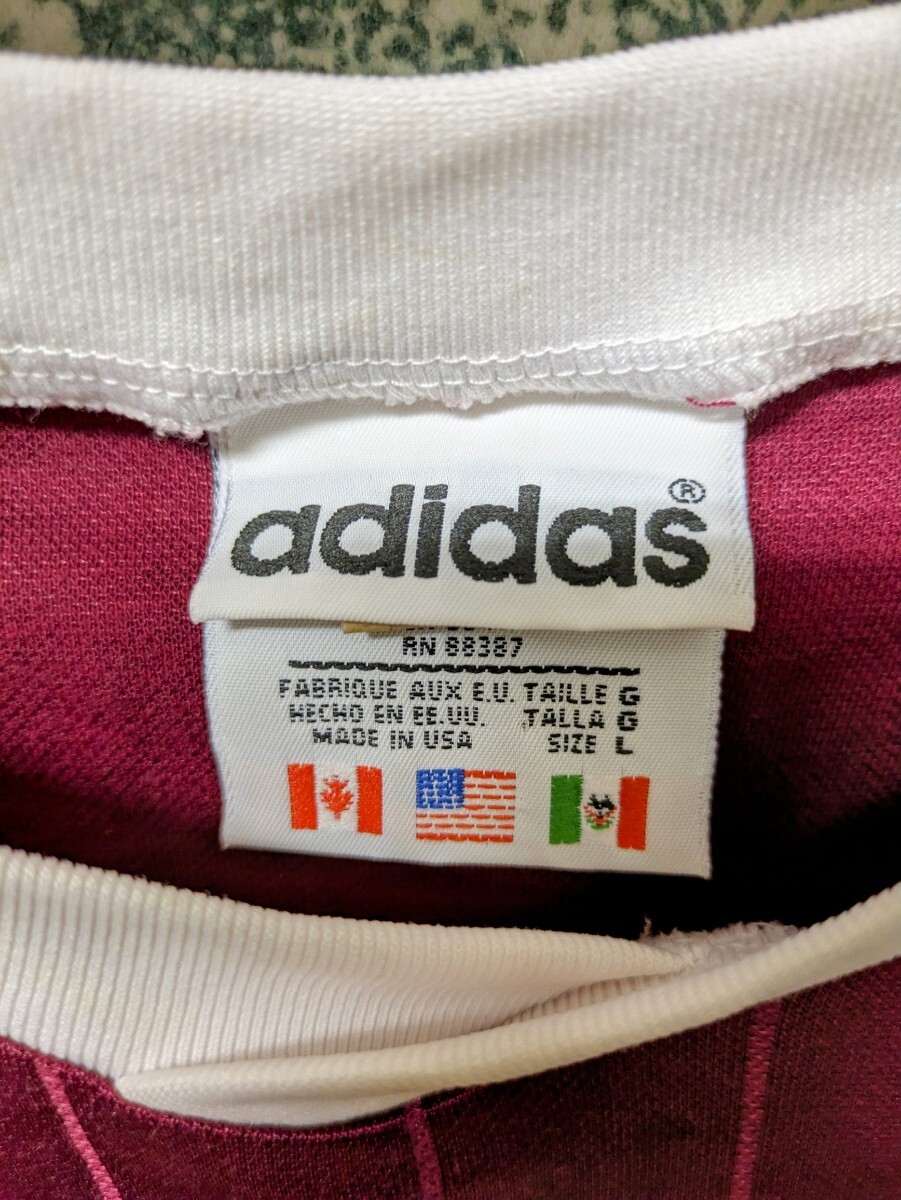 90s ビンテージ ADIDAS USA製 半袖T プラクティス サッカーゲームシャツ ATP 1990年代■サイズ表記L 古着 アメリカ製 madeinusa 古着 80s_画像4