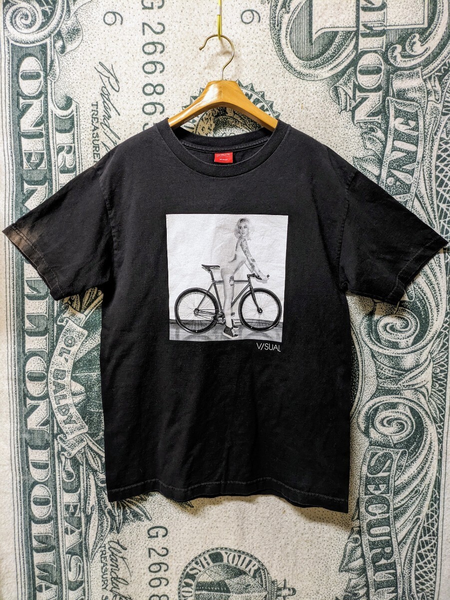 00s ビンテージ VISUAL ピストバイク TATOO フォトプリントTシャツ USA製 2000年代製■サイズ表記M 黒 オールド アメカジ 古着 古着卸 90s_画像2