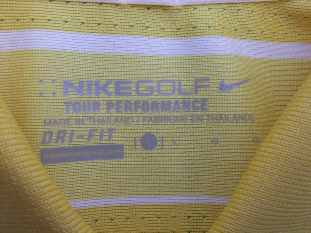 NIKE GOLF ナイキ ゴルフ◆L◆重ね着◆ボーダー柄ロゴ刺繍DRY-FITストレッチ半袖ポロシャツ◆㈱ナイキジャパン 美品_画像6