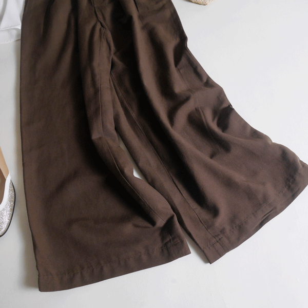 new goods # american Hori k# refreshing flax .!... tuck wide pants Brown M!linen Blend. natural . texture (fabric)! waist rubber!