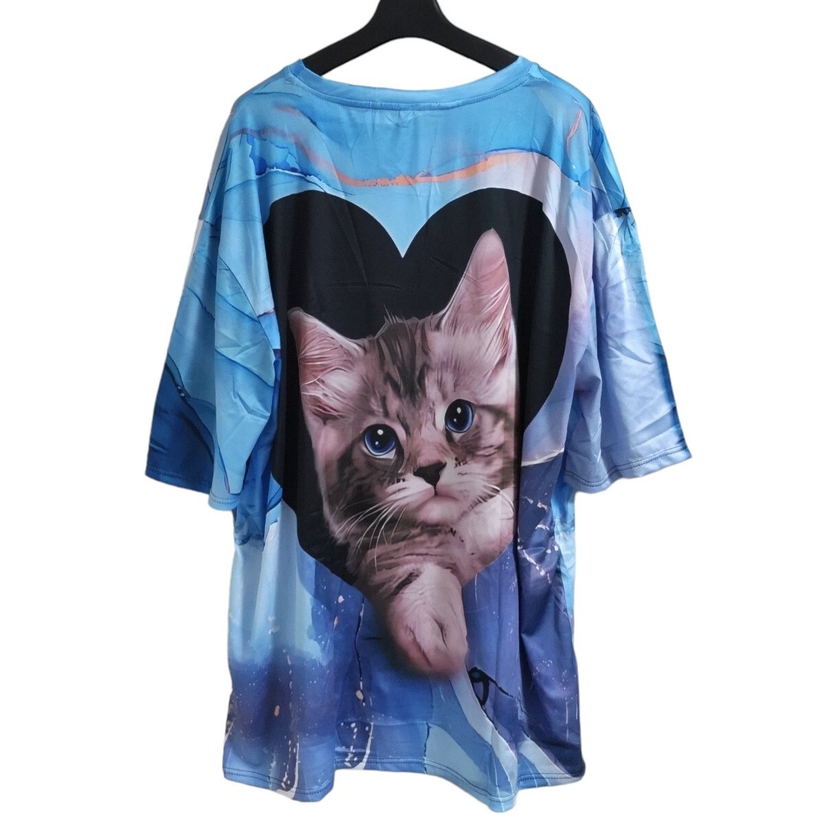 大きいサイズ レディース 半袖 Tシャツ ねこ柄 ねこ オーバーサイズ 5L 6L 7L カジュアル オーバーサイズ 柄シャツ ビッグシャツ ゆったり_画像3