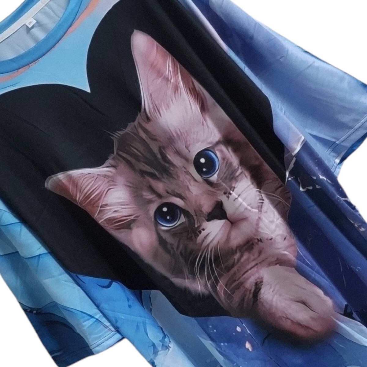 大きいサイズ レディース 半袖 Tシャツ ねこ柄 ねこ オーバーサイズ 5L 6L 7L カジュアル オーバーサイズ 柄シャツ ビッグシャツ ゆったり_画像4