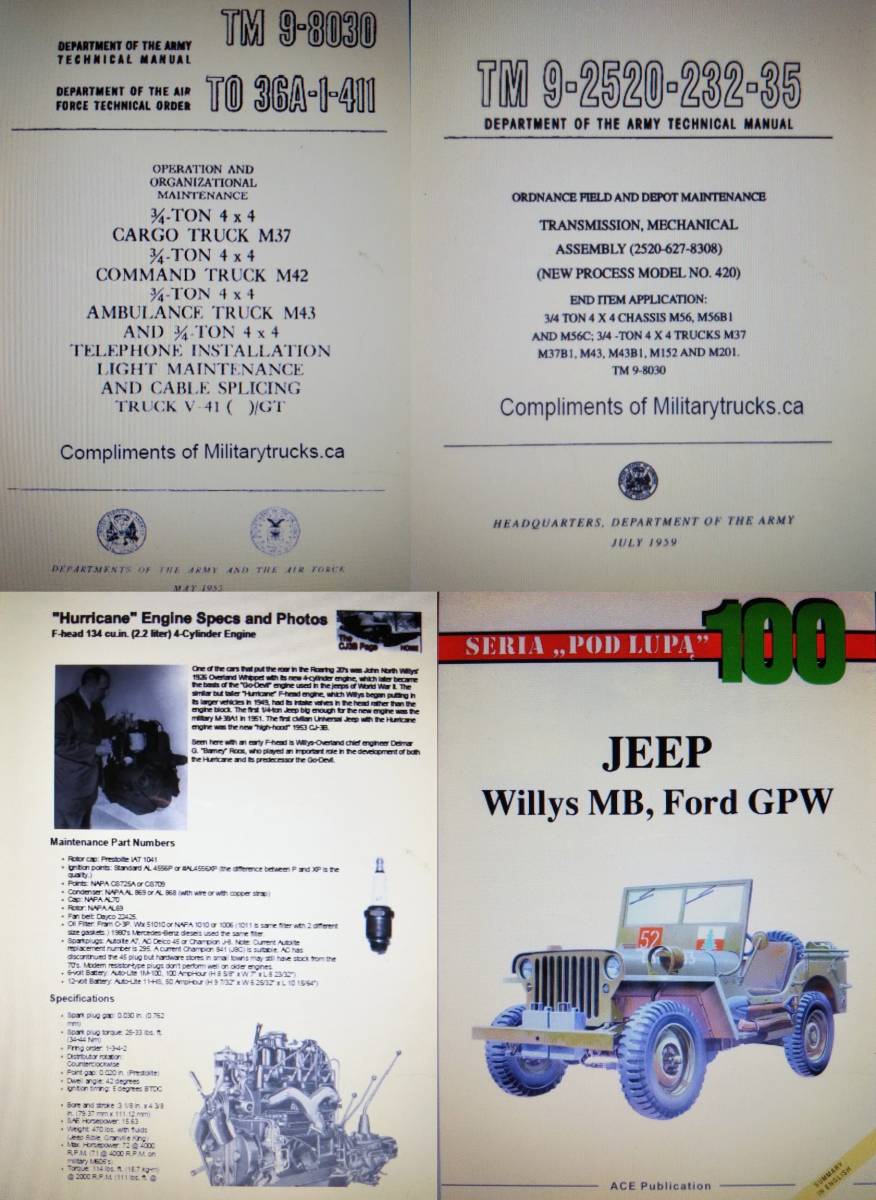 Willys jeep MB M38 CJ-2A CJ-3B 整備書 部品書 GPW ミリタリージープ PDF 資料DVD 