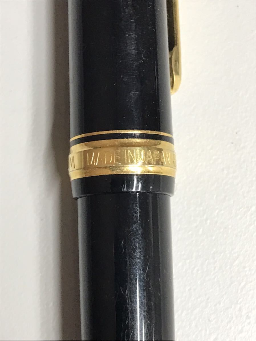  writing brush chronicle not yet verification fountain pen Platinum platinum pen .#3776 14K 585 middle character Brown wood writing brush chronicle .