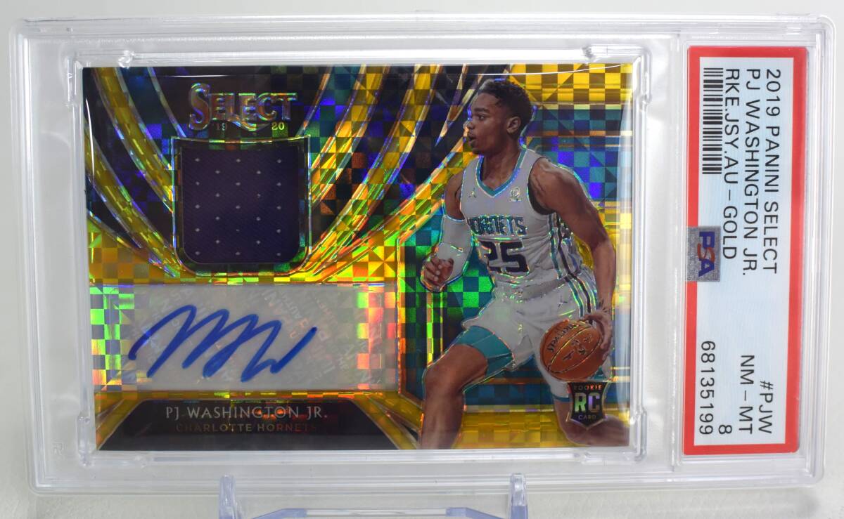 2019 Panini Select Gold Prizm Rookie Patch Auto 10/10 PJ Washington RPA Dallas Mavericks PSA NBA ルーキーカード_画像1