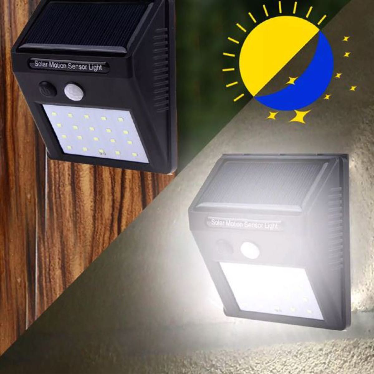 人感 センサー ソーラー ライト 自動点灯 LED COB 驚きの照射力　48灯 車庫 人感 屋外 防水 防犯 玄関灯 