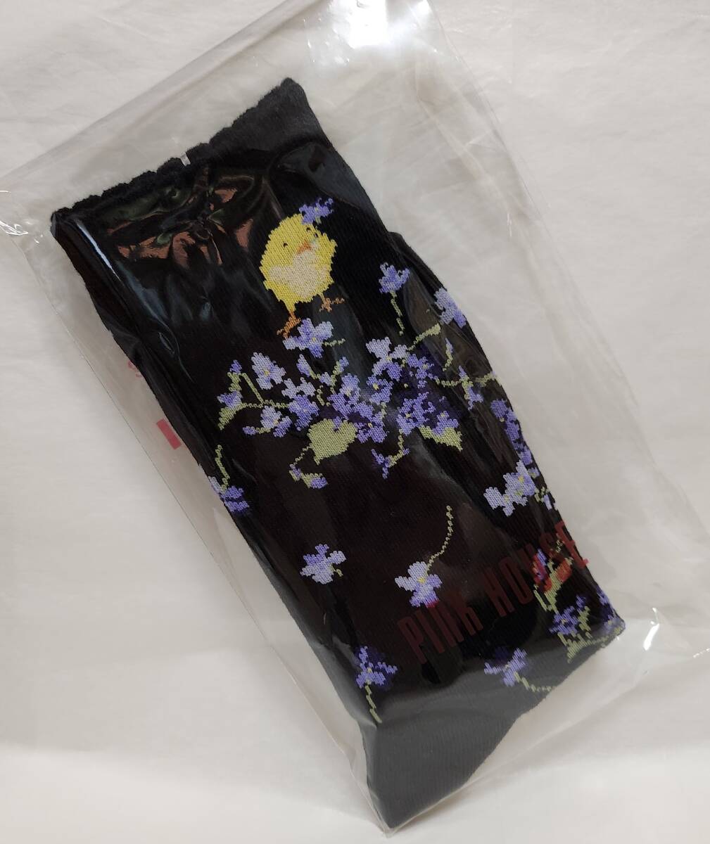  postage included! socks * Pink House | P I N K H O U S E *[ little violet pattern socks ~ black ~ ] unused unopened 