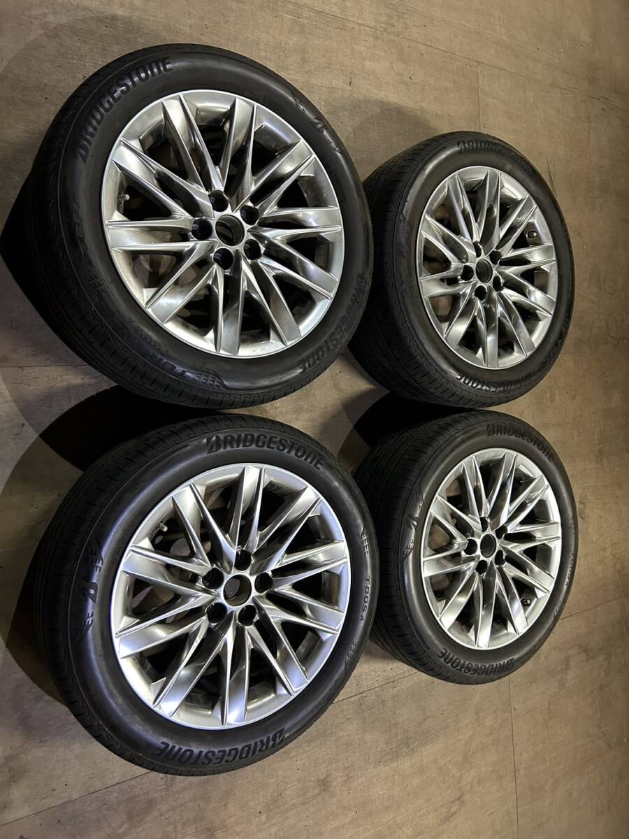 中古夏タイヤホイールセット 245/50R19 BRIDGESTONE TURANZA T005A レクサス純正アルミ 19x8+25 5/120 4本セット ★☆送料安★☆_画像1