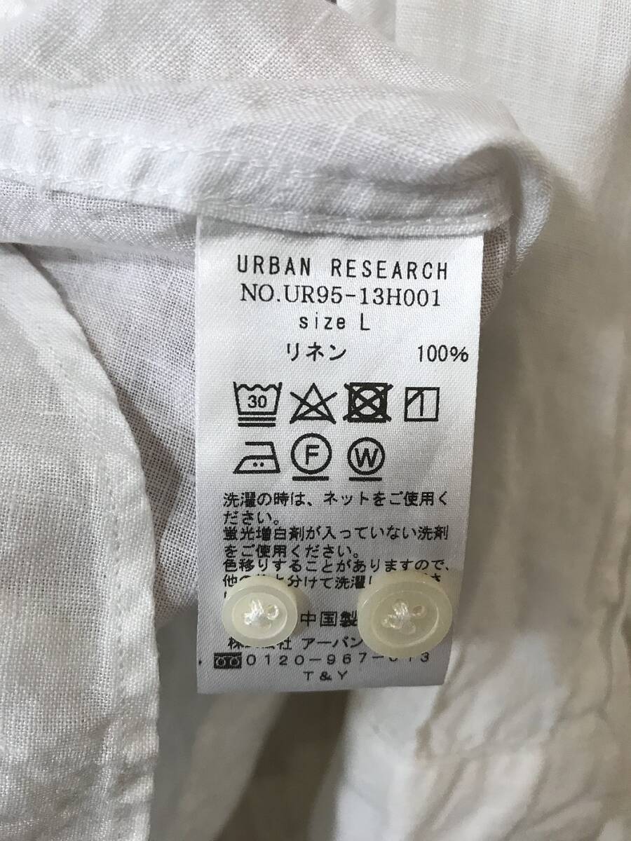 799*[linen shirt flax 100%]URBAN RESEARCH Urban Research white L