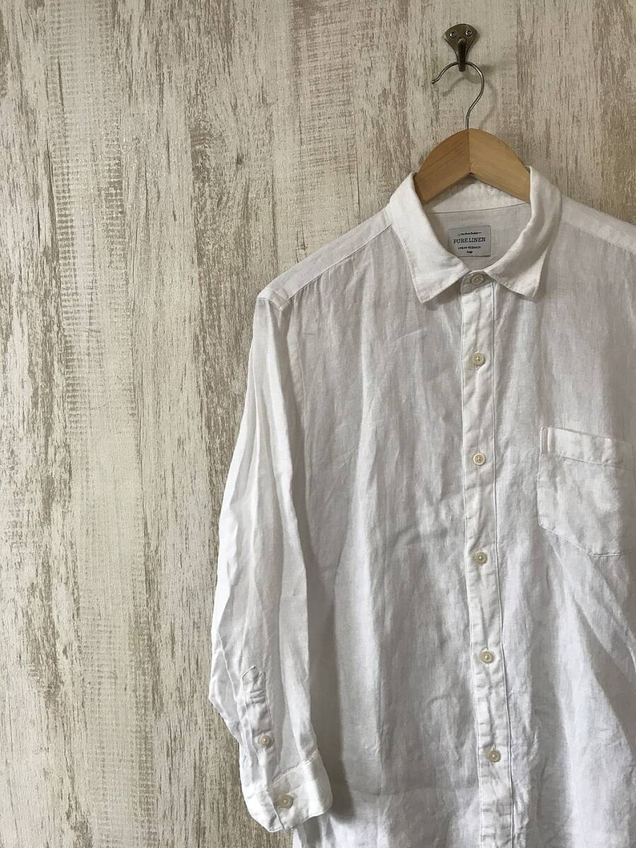 799*[linen shirt flax 100%]URBAN RESEARCH Urban Research white L