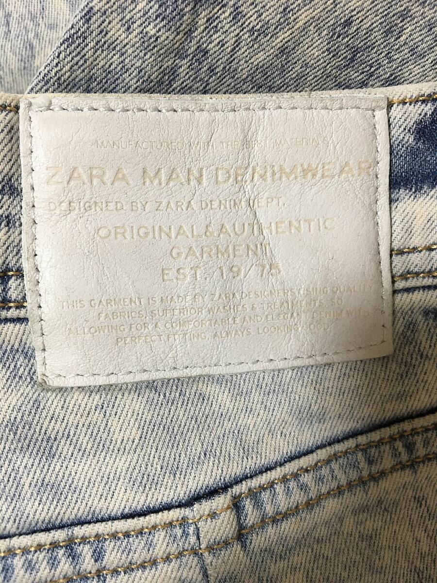 P438☆【ケミカルウォッシュ ストレッチジーンズ】ZARA MAN ザラマン デニムパンツ 32_画像5