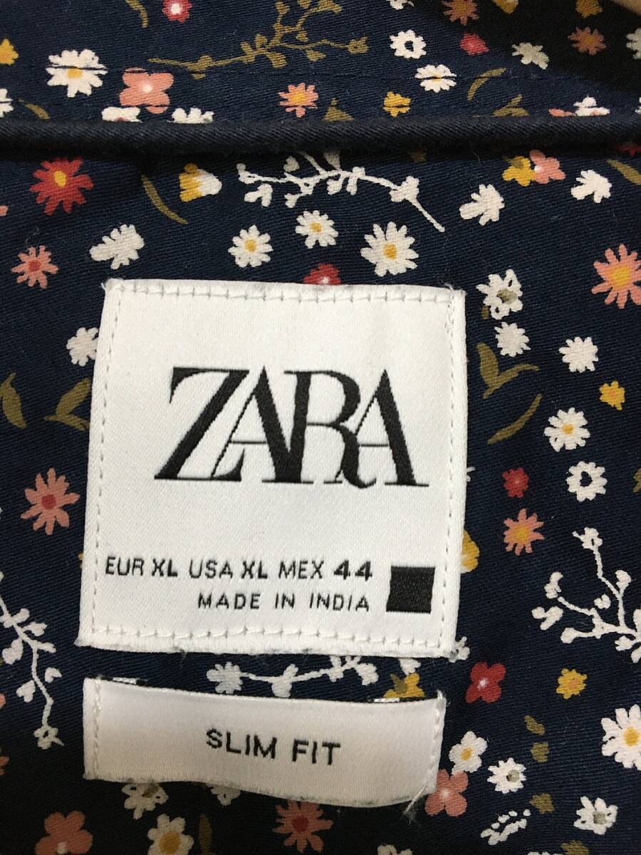 947☆【花柄 リバティ柄シャツ】ZARA ザラ 紺柄 XL_画像6