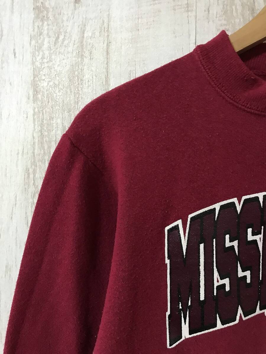 at119☆【USA製 90s アメリカ古着 MISSISSIPPI ST BULLDOGS トレーナー】OFFICIALLY LICENSED PRODUCT スウェットシャツ 赤系 XL (18-20)　_画像5
