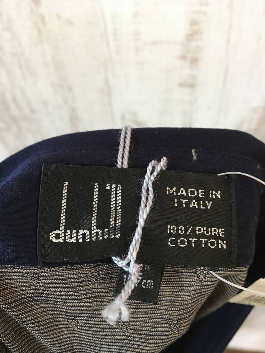 at191*[ unused tag attaching Vintage old clothes ]dunhill Dunhill Italy made polo-shirt 42 navy blue series 