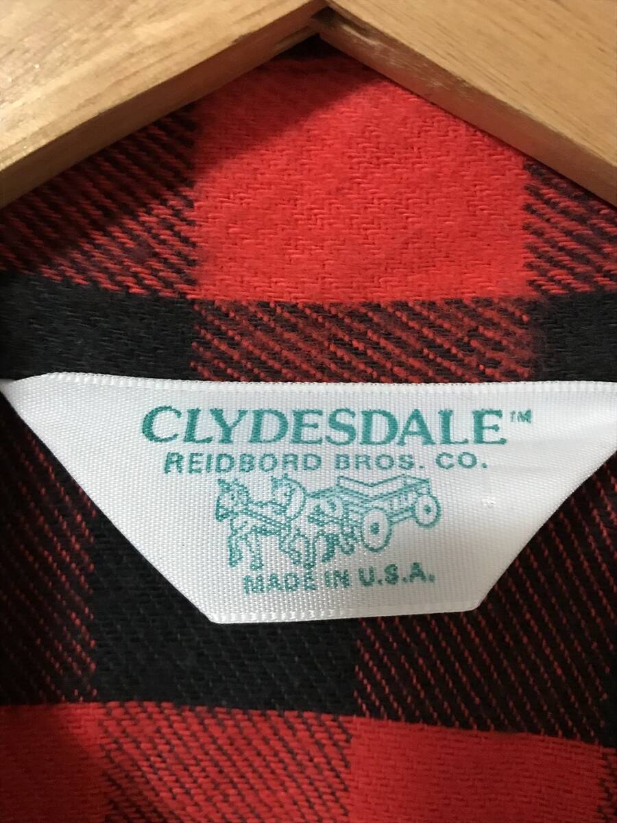 at139☆【USA製 アメリカ古着】CLYDESDALE バッファローチェック アメカジ ワークシャツ 赤 黒_画像5